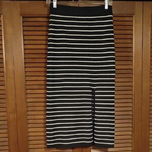 Black and White Striped Women's Skirt